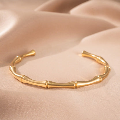 Bracelet Manchette Bambou | Or Blanc