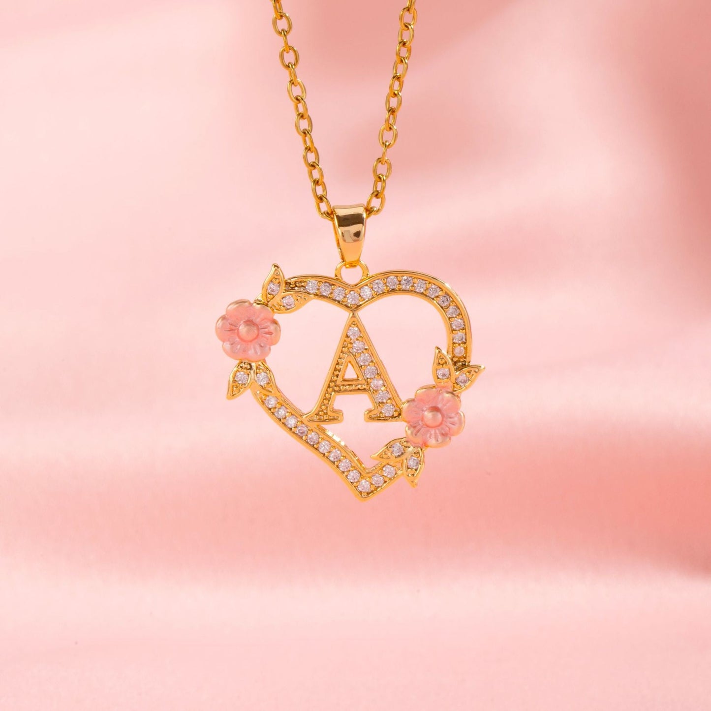 Collier Initiales Breloque Florale | Or