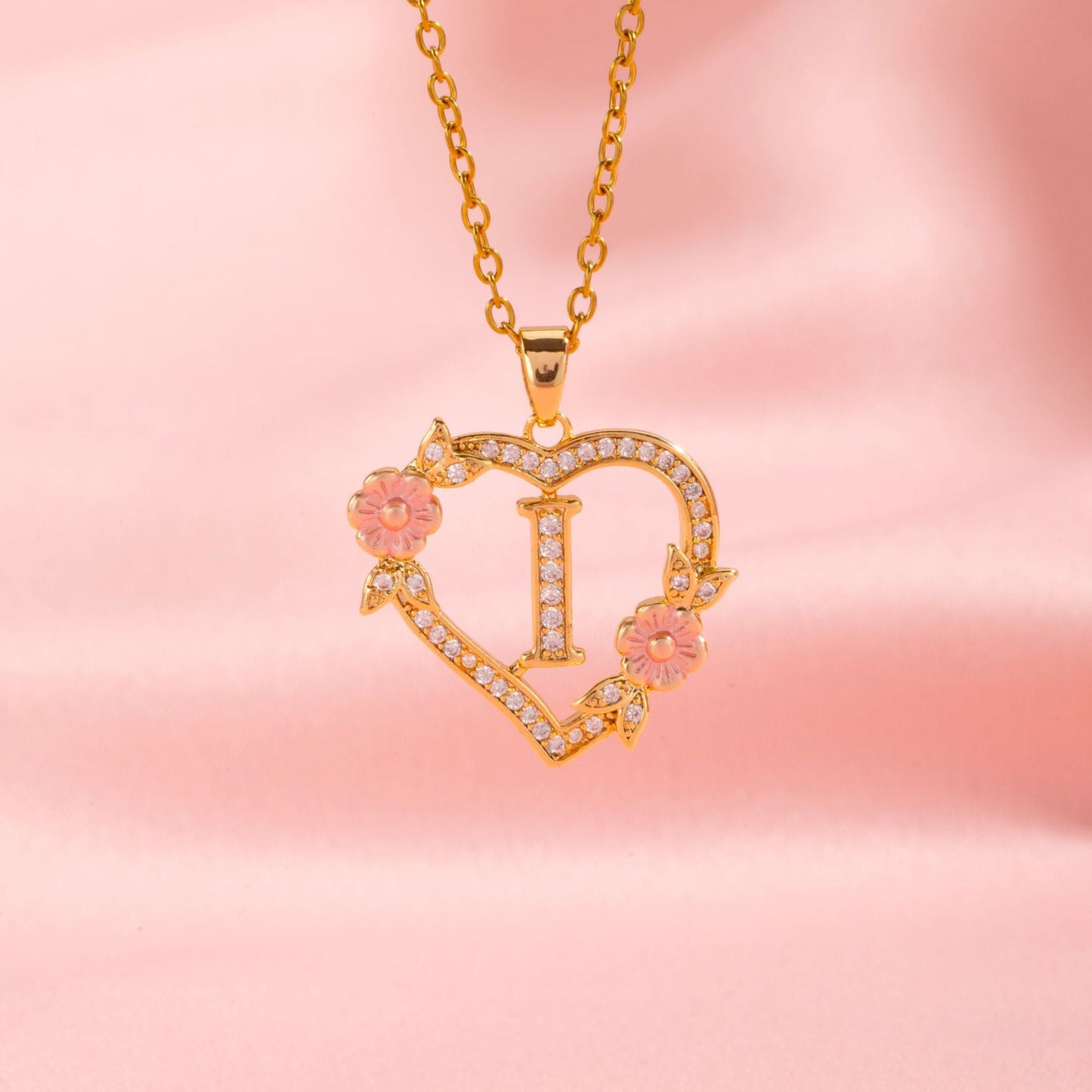 Collier Initiales Breloque Florale | Or