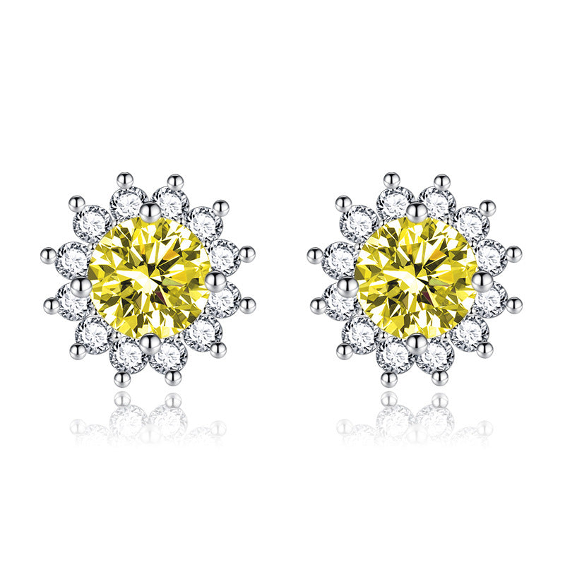 Boucles d'Oreilles Muse Jaune Ensoleillée | Or Blanc