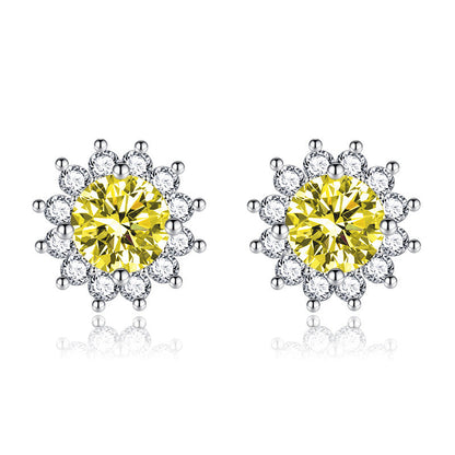 Boucles d'Oreilles Muse Jaune Ensoleillée | Or Blanc