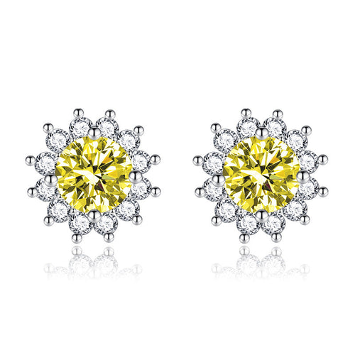Boucles d'Oreilles Muse Jaune Ensoleillée | Or Blanc