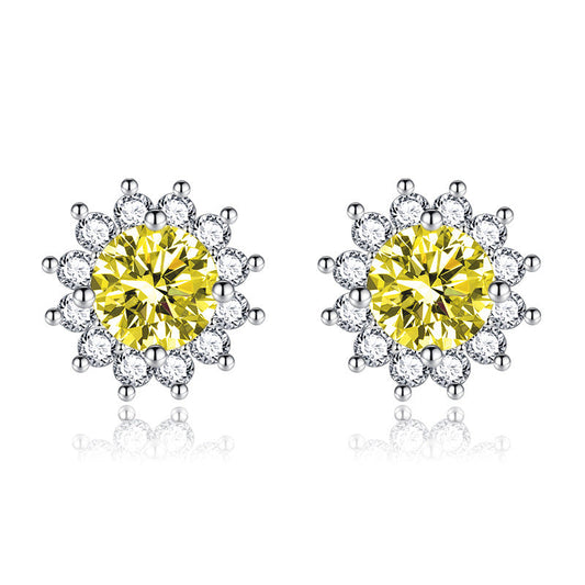 Boucles d'Oreilles Muse Jaune Ensoleillée | Or Blanc