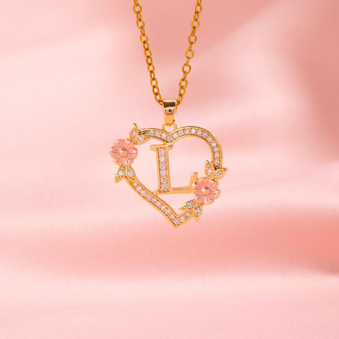 Collier Initiales Breloque Florale | Or
