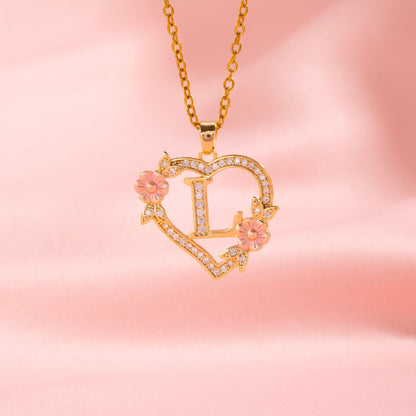 Collier Initiales Breloque Florale | Or