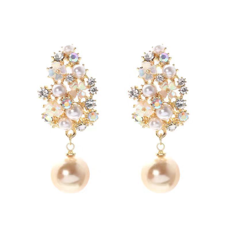 Boucles d'Oreilles Fleur Perle Élégante | Or