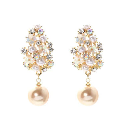Boucles d'Oreilles Fleur Perle Élégante | Or