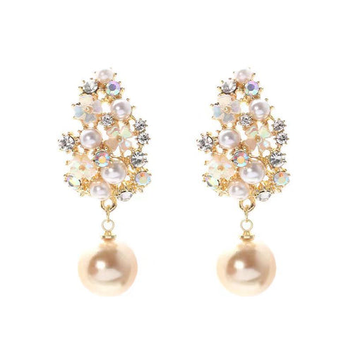 Boucles d'Oreilles Fleur Perle Élégante | Or