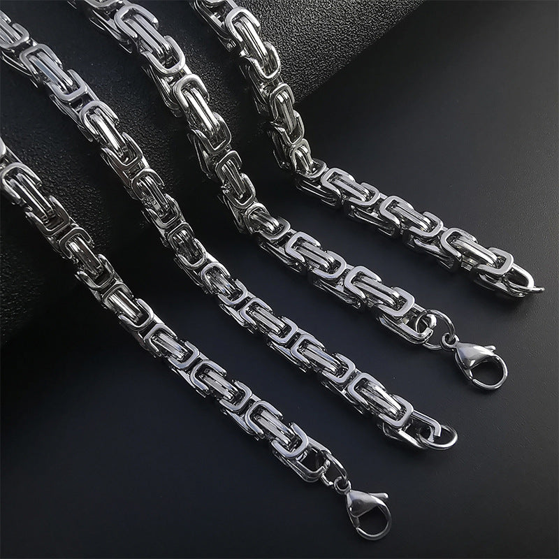 Collier Chaîne Byzantin Korvin | Or Blanc