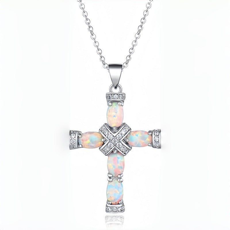 Collier Croix Opale Lumen | Or