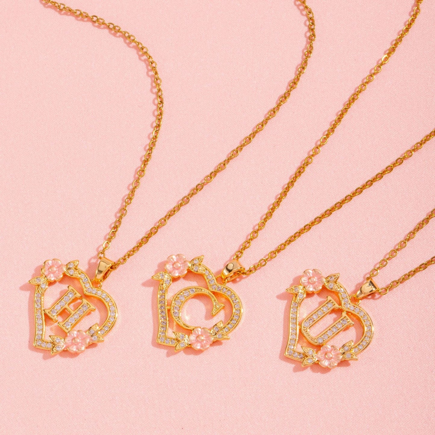 Collier Initiales Breloque Florale | Or