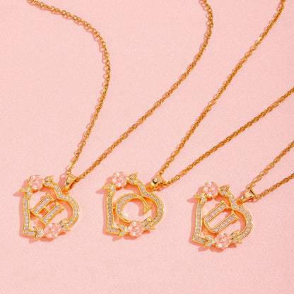 Collier Initiales Breloque Florale | Or