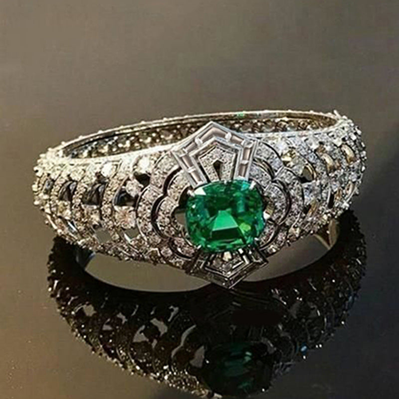 Bague Art Déco Émeraude | Or Blanc