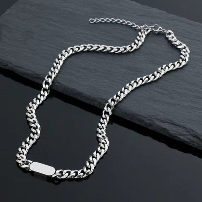 Collier Maille Cubaine Médaille | Or Blanc