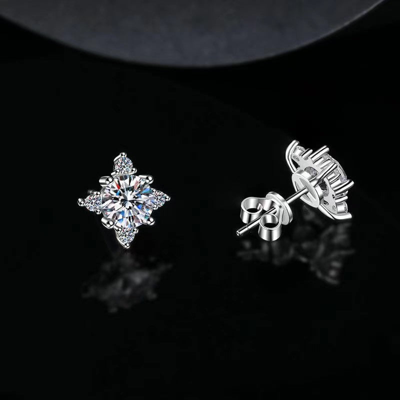 Boucles d'Oreilles Fleur Aurélie | Or Blanc