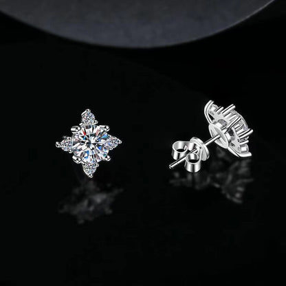 Boucles d'Oreilles Fleur Aurélie | Or Blanc