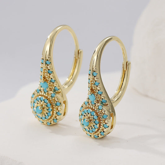 Boucles d'Oreilles Grappe Turquoise Valenne | Or