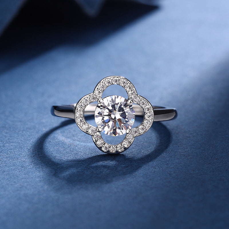 Parure Aria Breloque Trèfle | Or Blanc