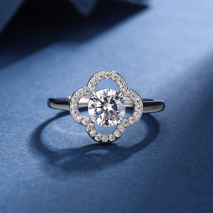 Parure Aria Breloque Trèfle | Or Blanc