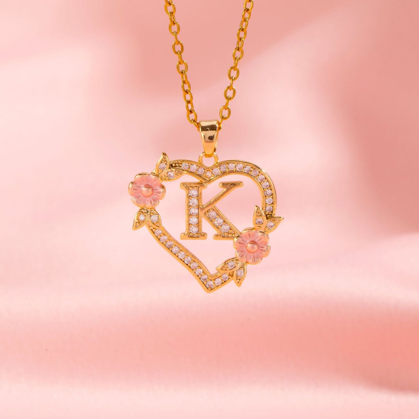 Collier Initiales Breloque Florale | Or