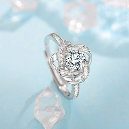 Parure Fleur de Givre Nœud Trèfle | Or Blanc