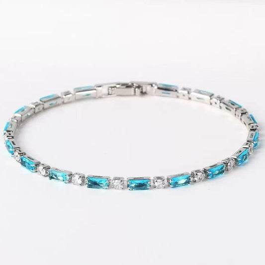 Bracelet Pierre Turquoise Naturelle | Or Blanc