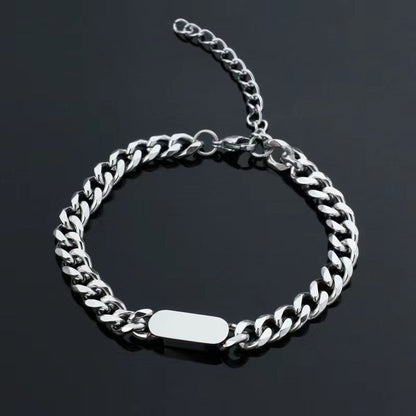 Bracelet Chaîne Cubaine Tag | Or Blanc