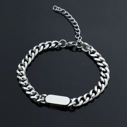 Bracelet Chaîne Cubaine Tag | Or Blanc
