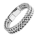 Bracelet Double Chaîne Blindée | Or Blanc