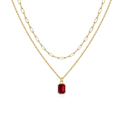 Collier Multicouches Trombones Rubis | Or