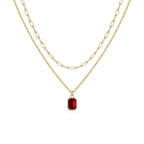 Collier Multicouches Trombones Rubis | Or