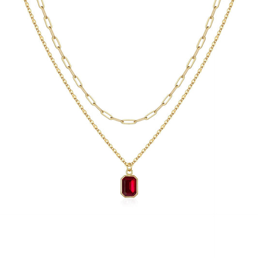 Collier Multicouches Trombones Rubis | Or