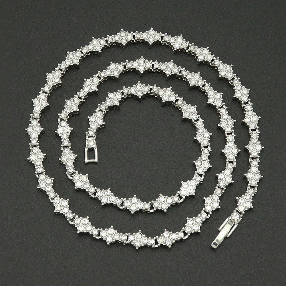 Collier Tennis Grappes Classique | Or Blanc