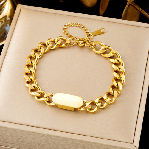 Bracelet Chaîne Cubaine Tag | Or