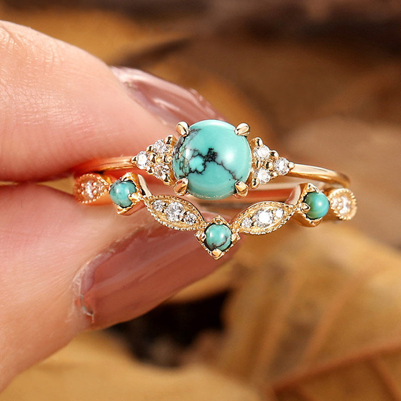 Parure Bagues Couronne Turquoise Aureva | Or