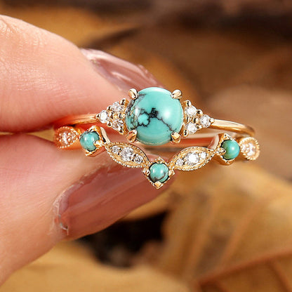 Parure Bagues Couronne Turquoise Aureva | Or