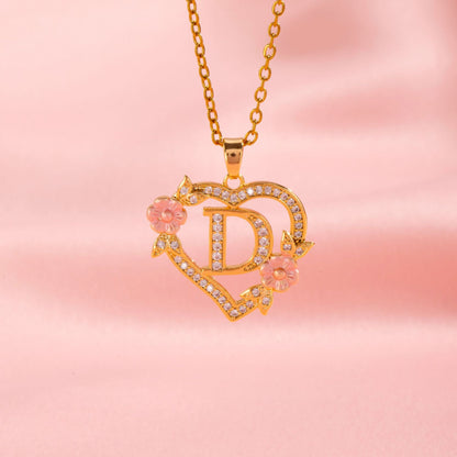 Collier Initiales Breloque Florale | Or