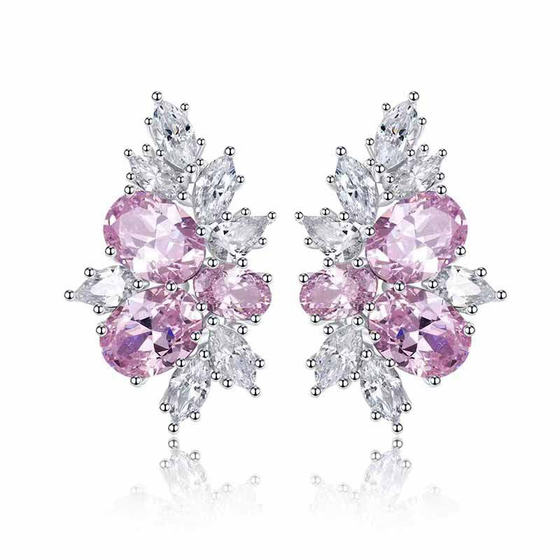 Boucles d'Oreilles Lyra Blushbloom | Or Blanc