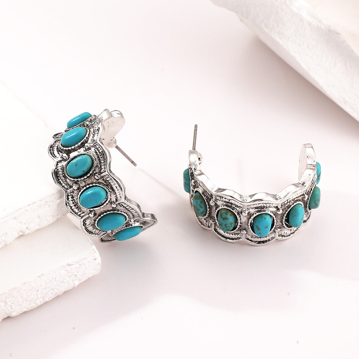 Boucles d'Oreilles Azurella Shoreline | Or Blanc