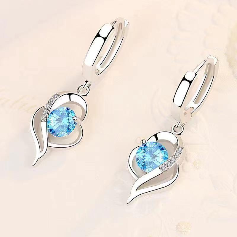 Boucles d'Oreilles Pendantes Cœur Éclipse | Or Blanc