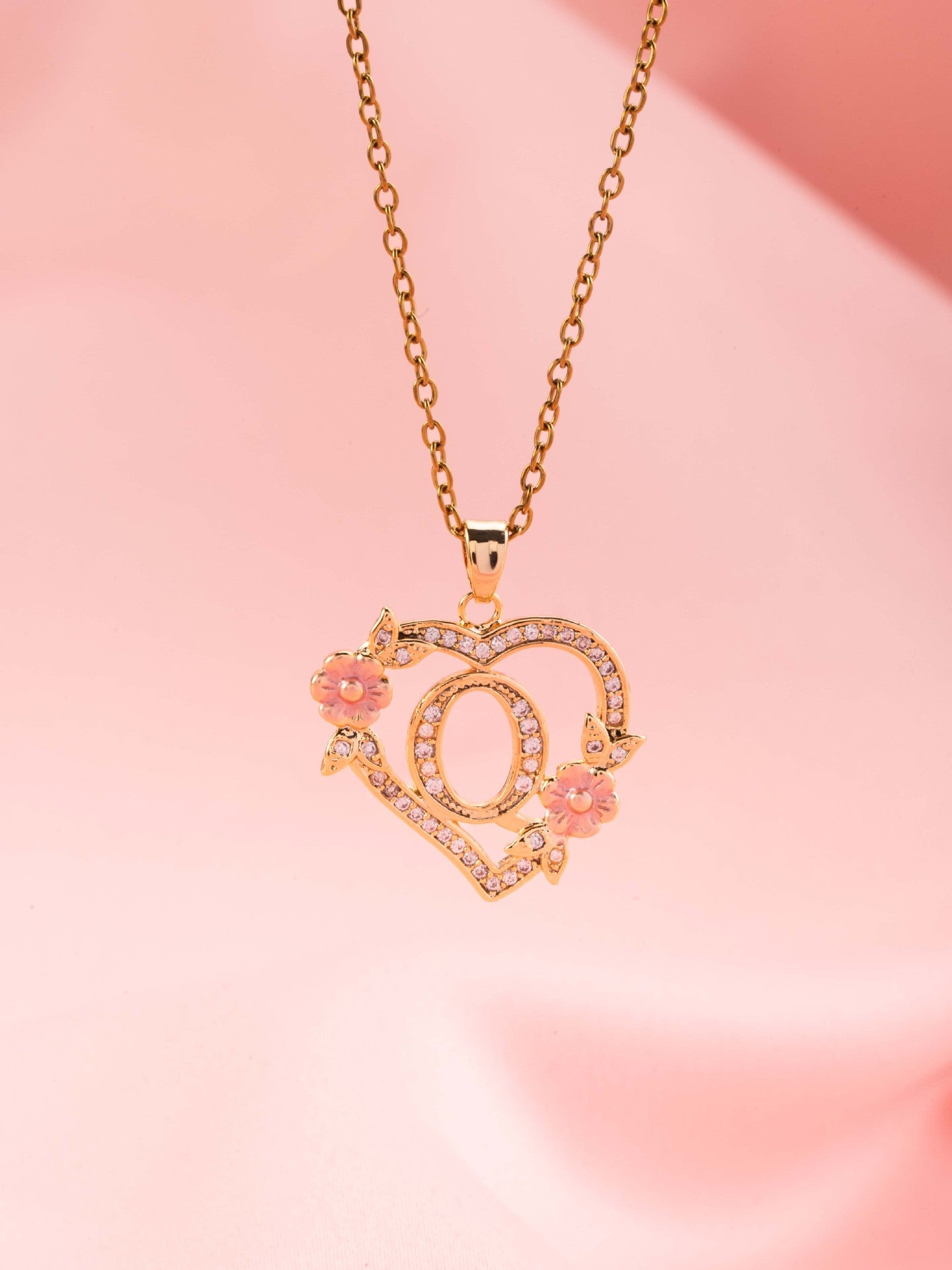 Collier Initiales Breloque Florale | Or