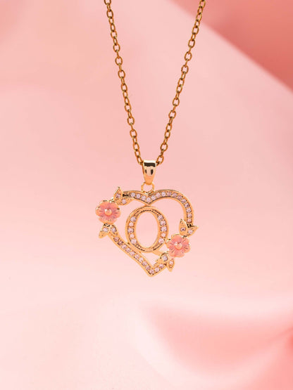 Collier Initiales Breloque Florale | Or