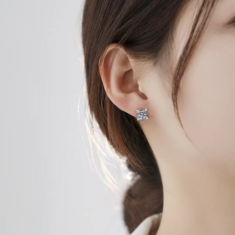 Boucles d'Oreilles Fleur Aurélie | Or Blanc