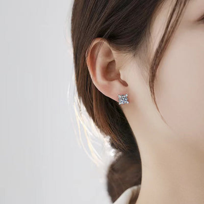 Boucles d'Oreilles Fleur Aurélie | Or Blanc