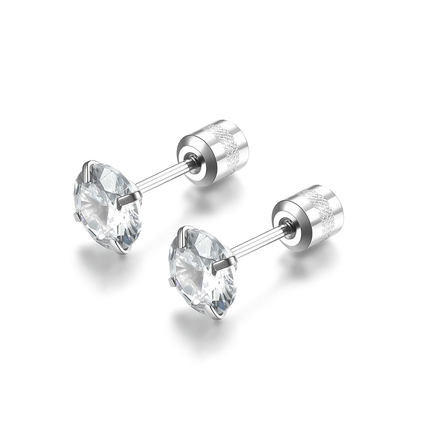 Boucles d'Oreilles Solitaire Classique | Or Blanc