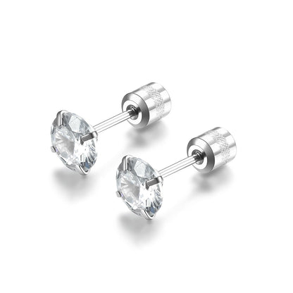 Boucles d'Oreilles Solitaire Classique | Or Blanc