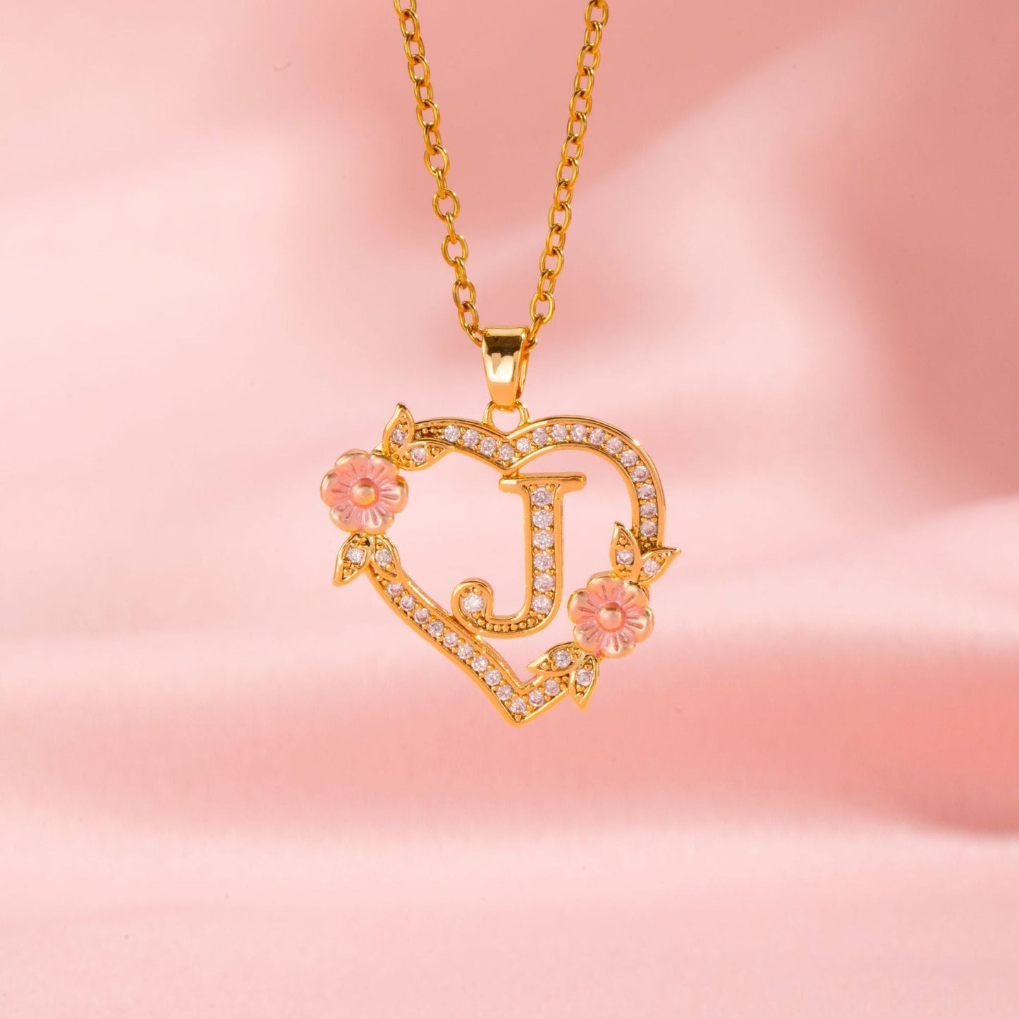 Collier Initiales Breloque Florale | Or