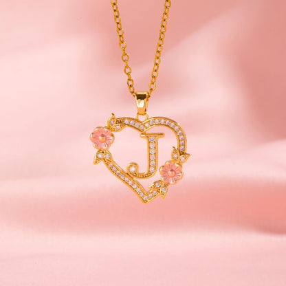 Collier Initiales Breloque Florale | Or