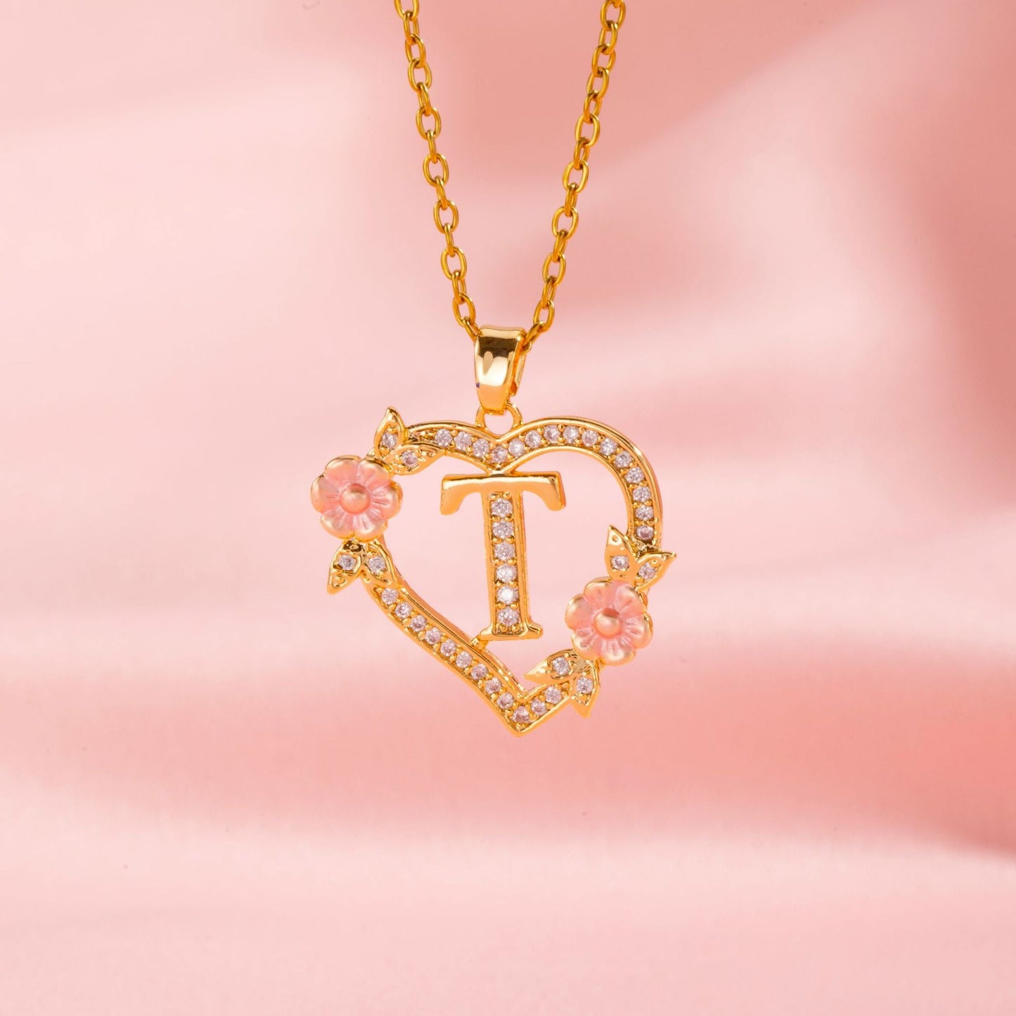 Collier Initiales Breloque Florale | Or