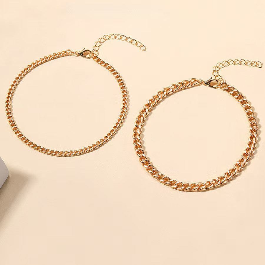 Bracelet de Cheville Maille Cubaine Superposé | Or